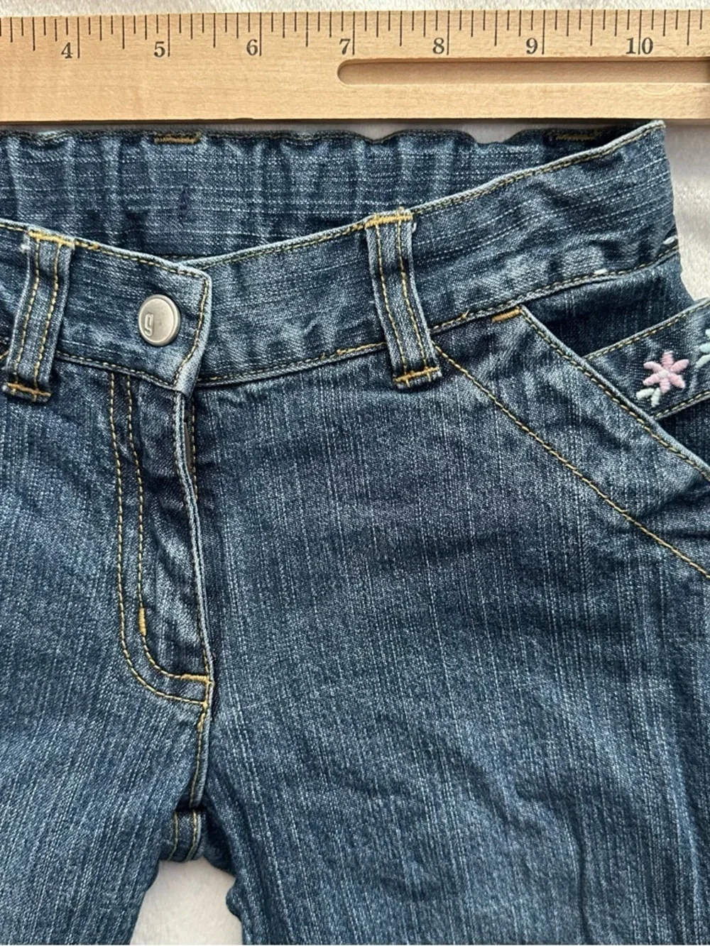 Vtg 2006 Gymboree Park City Luxe Western Embroidered Scallop Denim Jeans 5 Flare